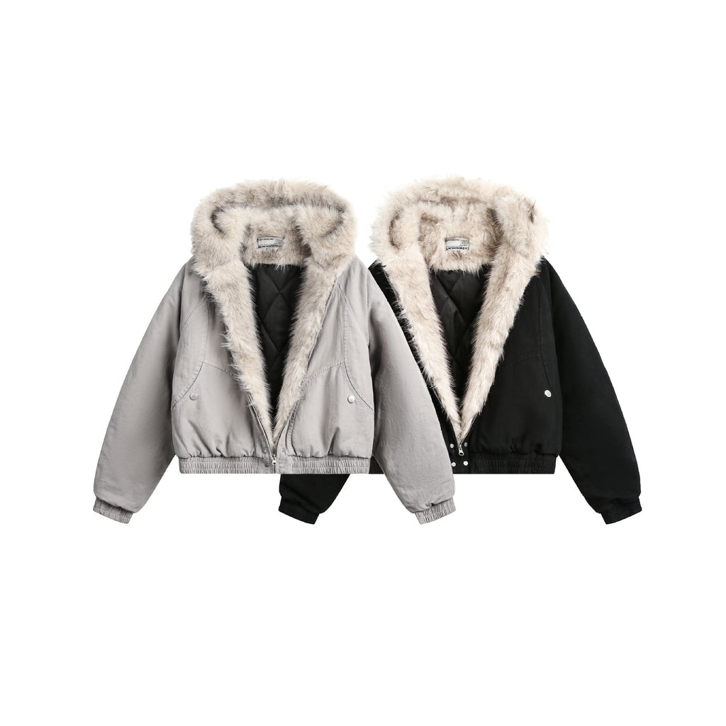 GUOWEAR Pearl Canvas Mountain Eagle Fleece-Lined Jacket American Street Wasteland Style Cotton Coat Men's Fleece-Lined Thickened Jacket