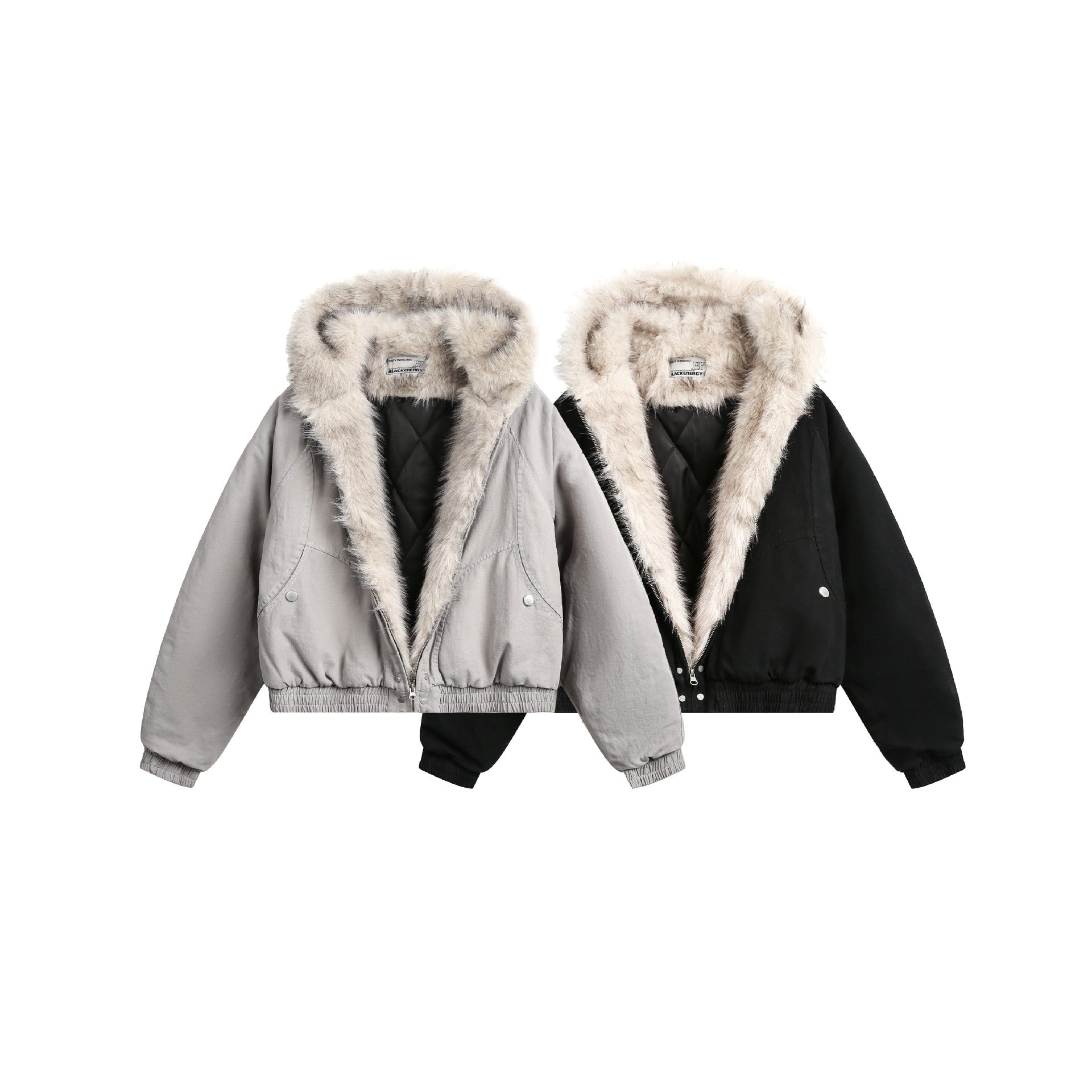 GUOWEAR Pearl Canvas Mountain Eagle Fleece-Lined Jacket American Street Wasteland Style Cotton Coat Men's Fleece-Lined Thickened Jacket