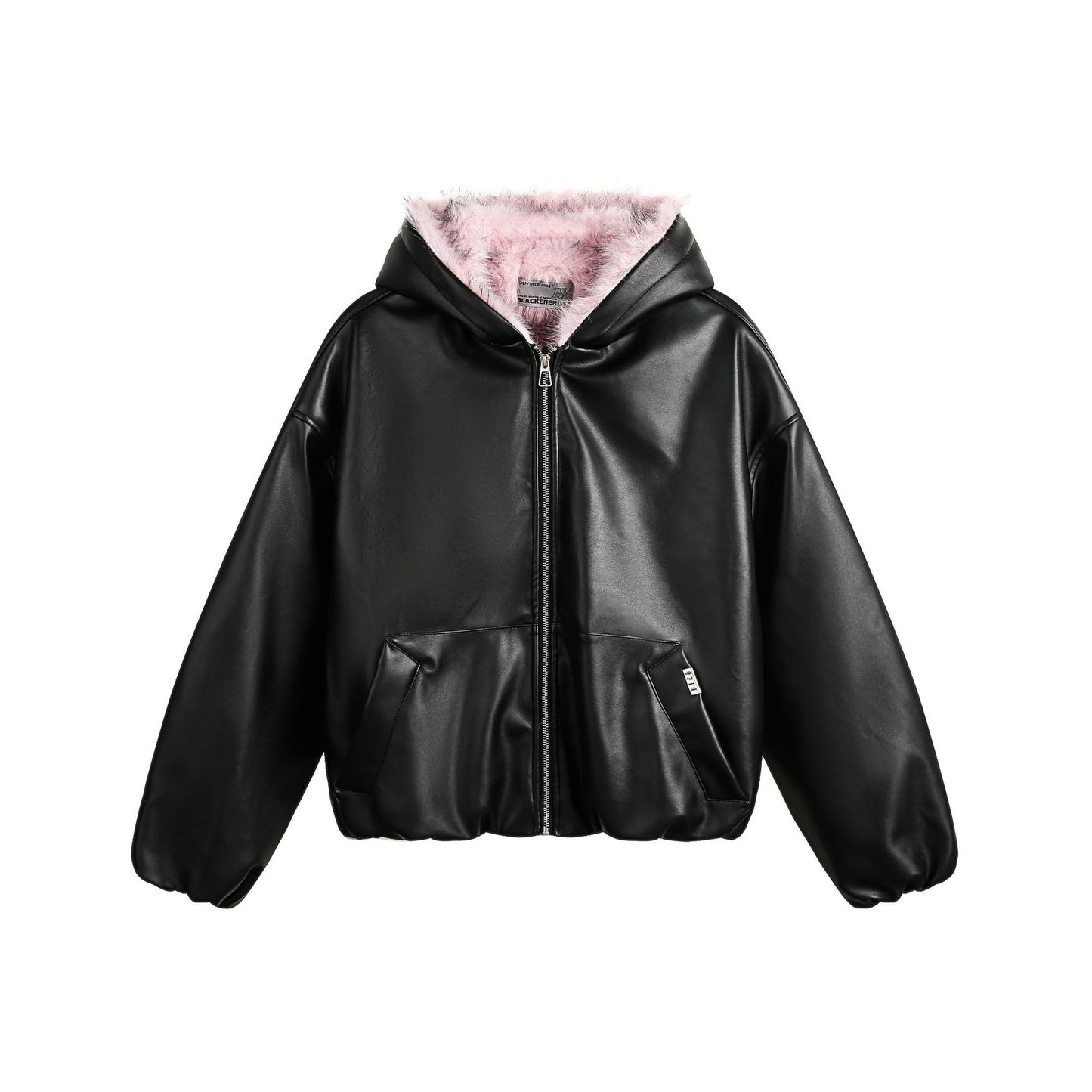 National Trend American Retro PU Padded Cotton Thickened Fur Collar Hooded Cotton Jacket Men's Winter Loose Versatile Cotton Coat