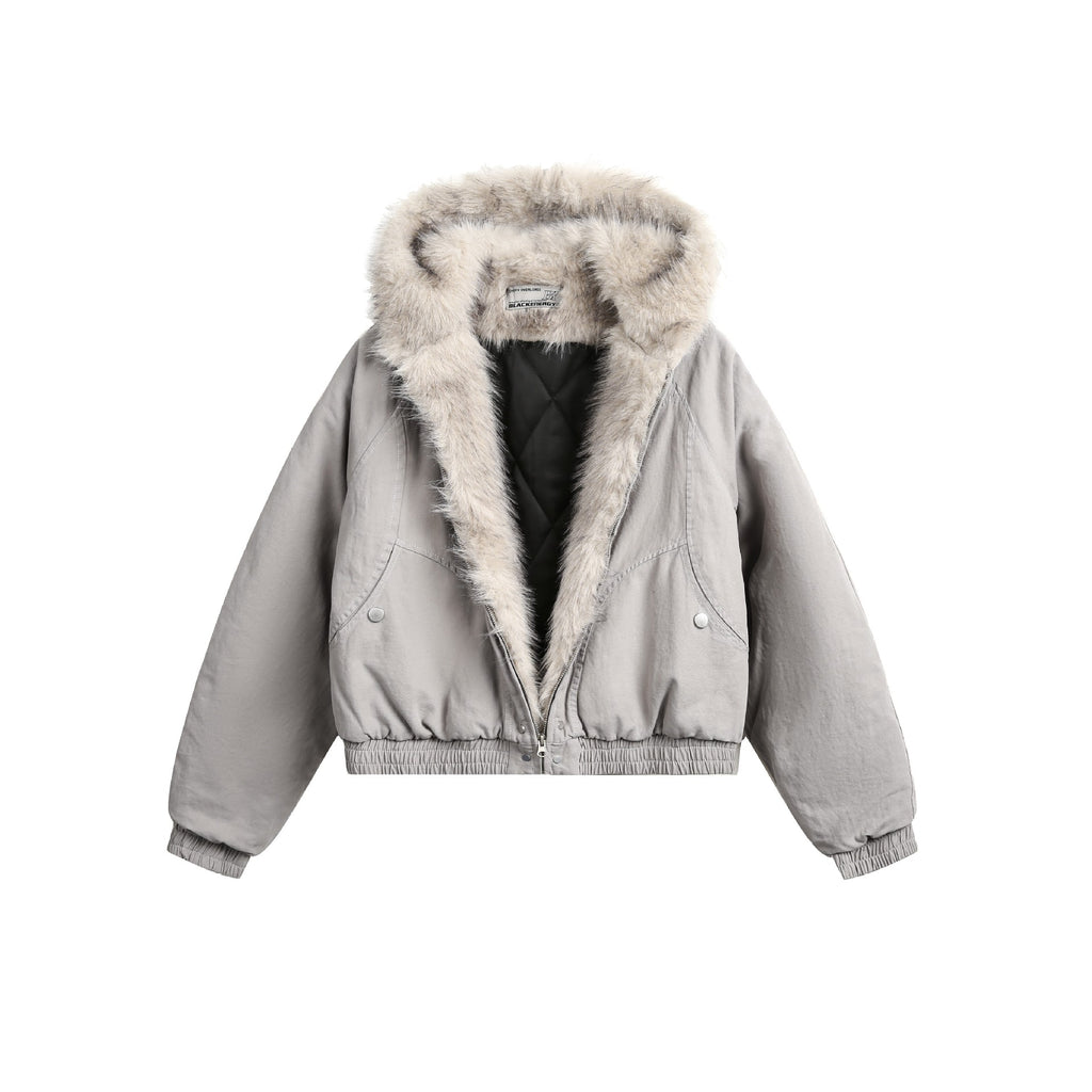 GUOWEAR Pearl Canvas Mountain Eagle Fleece-Lined Jacket American Street Wasteland Style Cotton Coat Men's Fleece-Lined Thickened Jacket