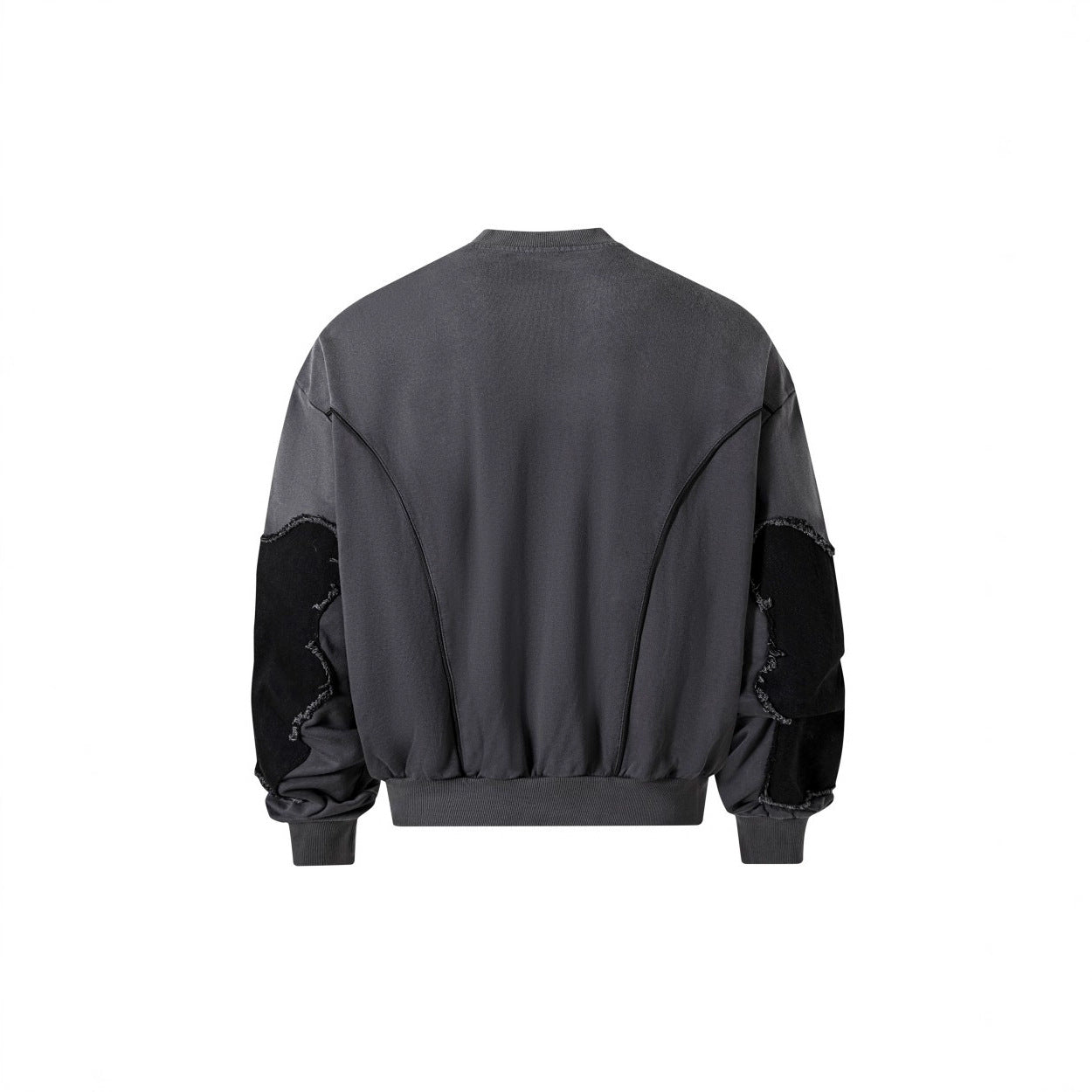 European and American Niche Style Patchwork Starburst Frayed Loose Round Neck Sweatshirt for Men and Women