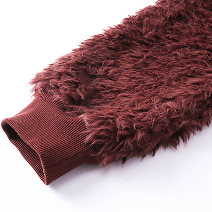 Plush Hooded Jacket Warm Loose Unisex Sweatshirt Trendy Versatile Autumn Winter European Style Couple Style