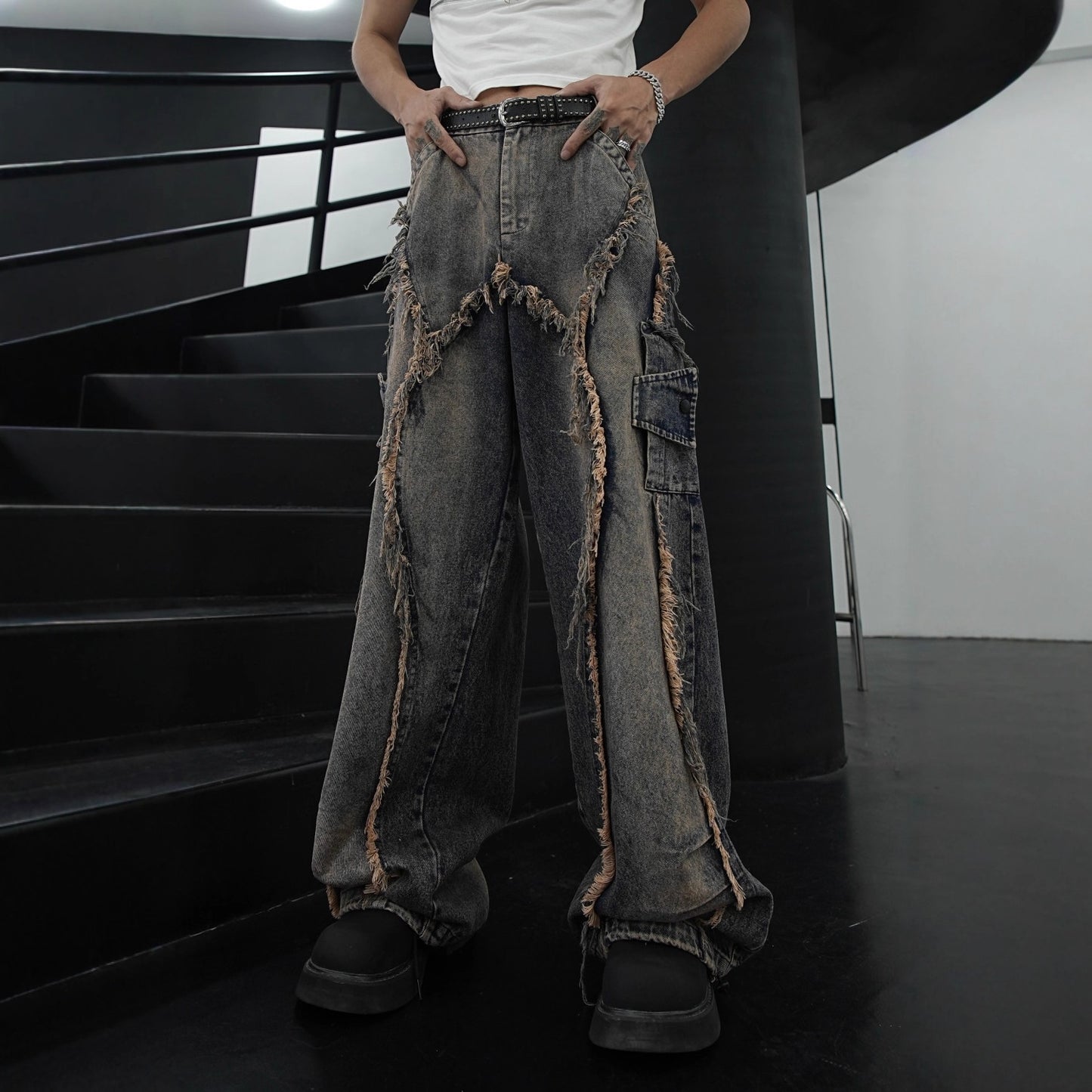 Star Design Sense Niche American Retro Jeans for Men ins Fashion Brand European and American High Street Pants Trendy Versatile Long Pants