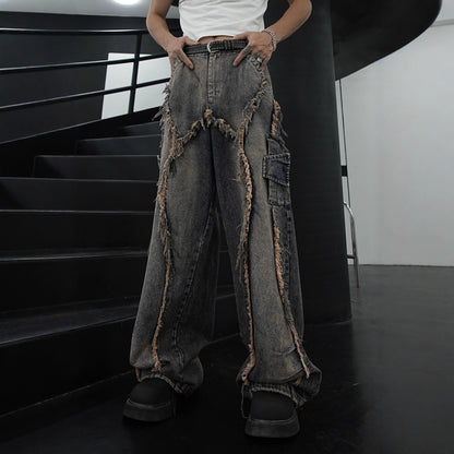 Star Design Sense Niche American Retro Jeans for Men ins Fashion Brand European and American High Street Pants Trendy Versatile Long Pants