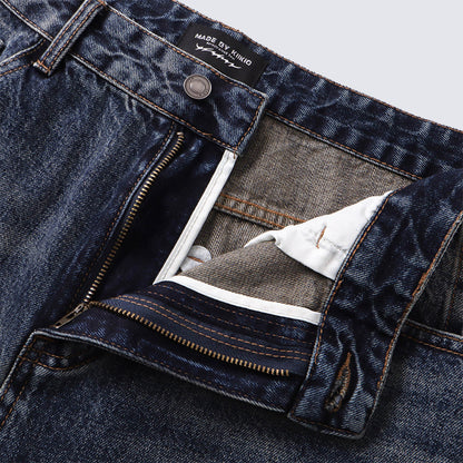 Loose Vintage Washed Jeans Men's straight-leg casual trousers Unique Patchwork Design High-quality Trendy