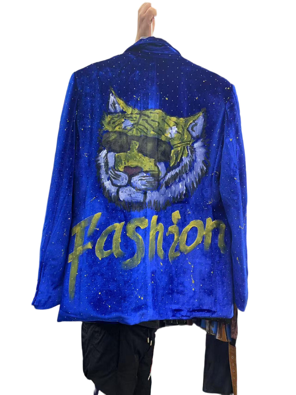 Europe and America2025New Fashion Trendy Casual Hand-painted Letter Tiger Pattern Men's Blazer