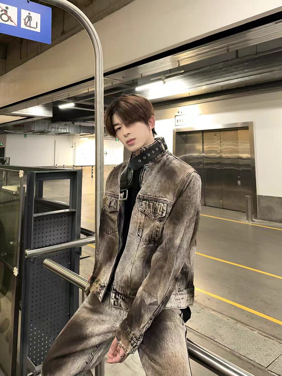 American High Street Retro Distressed Wasteland Style Washed Wrinkled Flared Jeans for Men European and American Wide-Leg Pants Trendy Long Pants