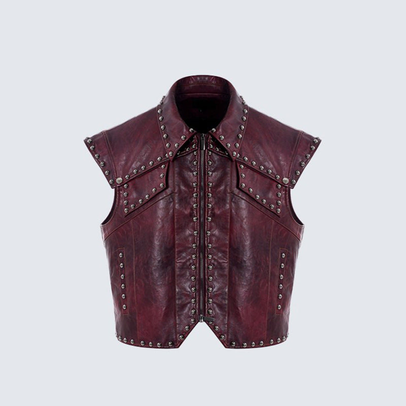 2025European and American Heavy-duty Rivet Leather Pants for Men, Cool Punk Style Motorcycle Suit, Slim Fit Dark Style