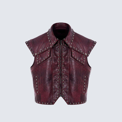 2025European and American Heavy-duty Rivet Leather Pants for Men, Cool Punk Style Motorcycle Suit, Slim Fit Dark Style