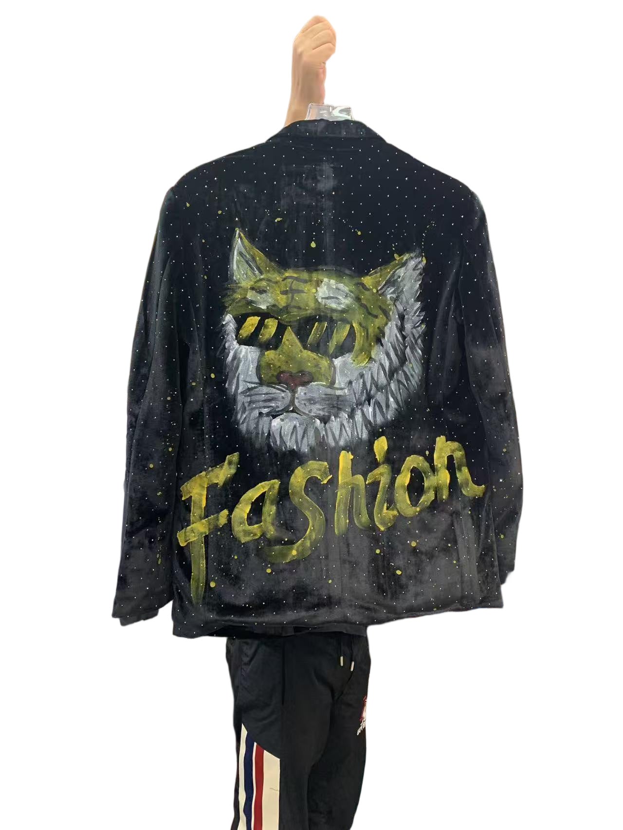 Europe and America2025New Fashion Trendy Casual Hand-painted Letter Tiger Pattern Men's Blazer