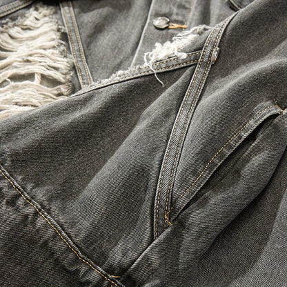 European and American High Street Fashion Trendy Brand Workwear Denim Jacket for Men2024Spring and Autumn Plus Size High-End Stylish Cool Jacket