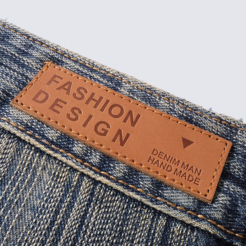 GUOWEAR Loose Straight Retro Jeans High-waisted Casual Washed Long Pants Unisex Trendy Pants