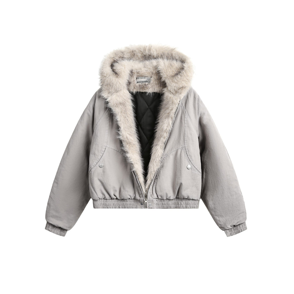 GUOWEAR Pearl Canvas Mountain Eagle Fleece-Lined Jacket American Street Wasteland Style Cotton Coat Men's Fleece-Lined Thickened Jacket