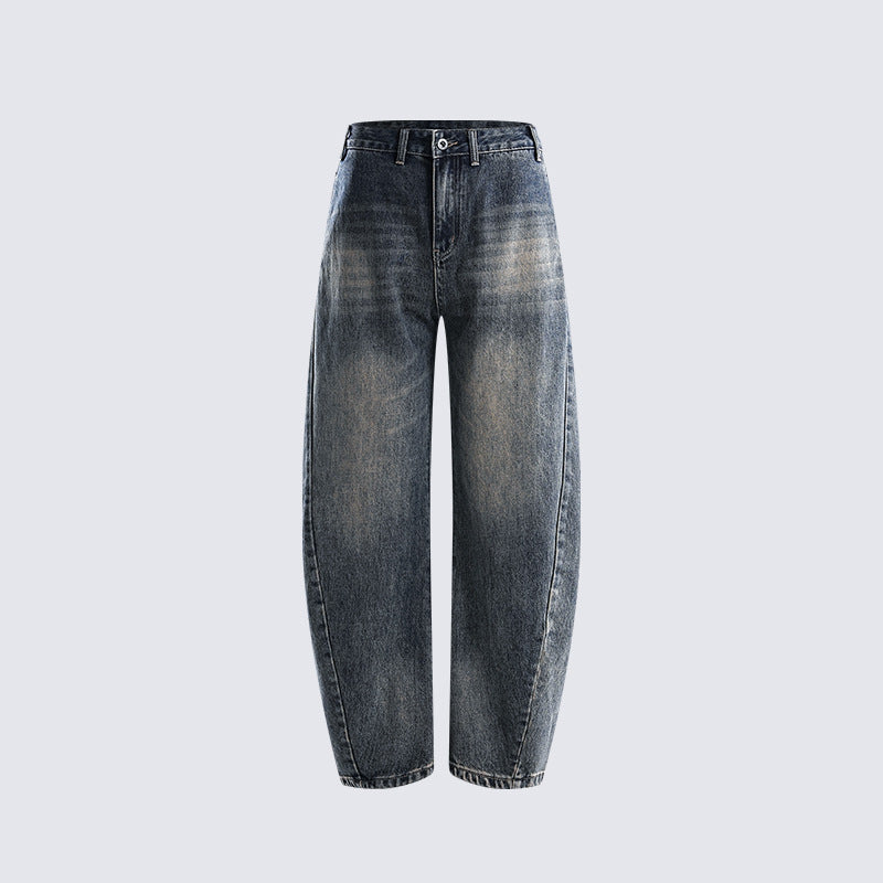 Washed High Waist Loose Jeans Unisex Trendy Casual Straight Wide Leg Pants Autumn Winter Versatile Long Washed Vintage