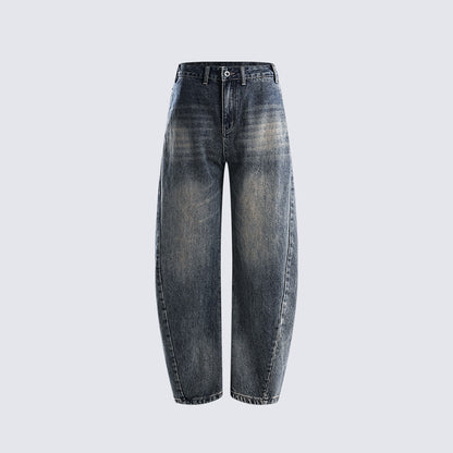 Washed High Waist Loose Jeans Unisex Trendy Casual Straight Wide Leg Pants Autumn Winter Versatile Long Washed Vintage