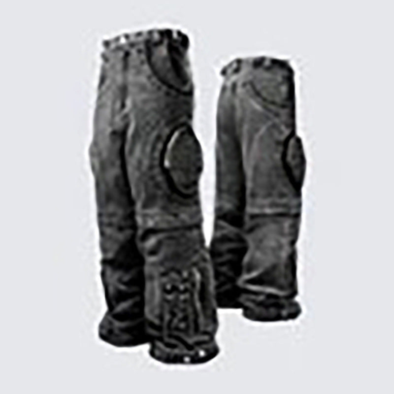 American High Street Jeans for Men and Women Retro Street Style Distressed Washed Zipper Large Pocket Loose Straight Workwear Pants