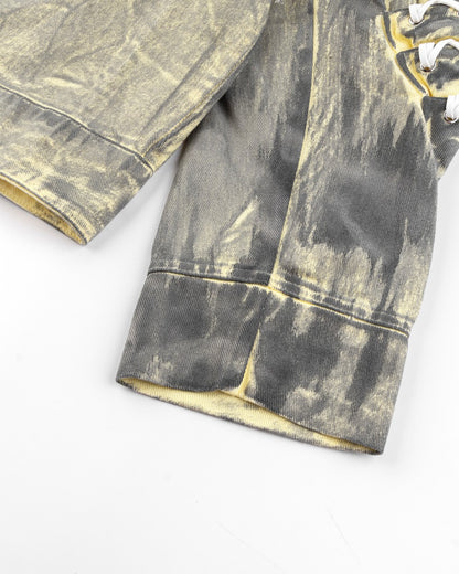 2025Autumn American High Street Heavy Craft Hand-painted Denim Jacket for Men and Women Retro Street Distressed Washed Jeans