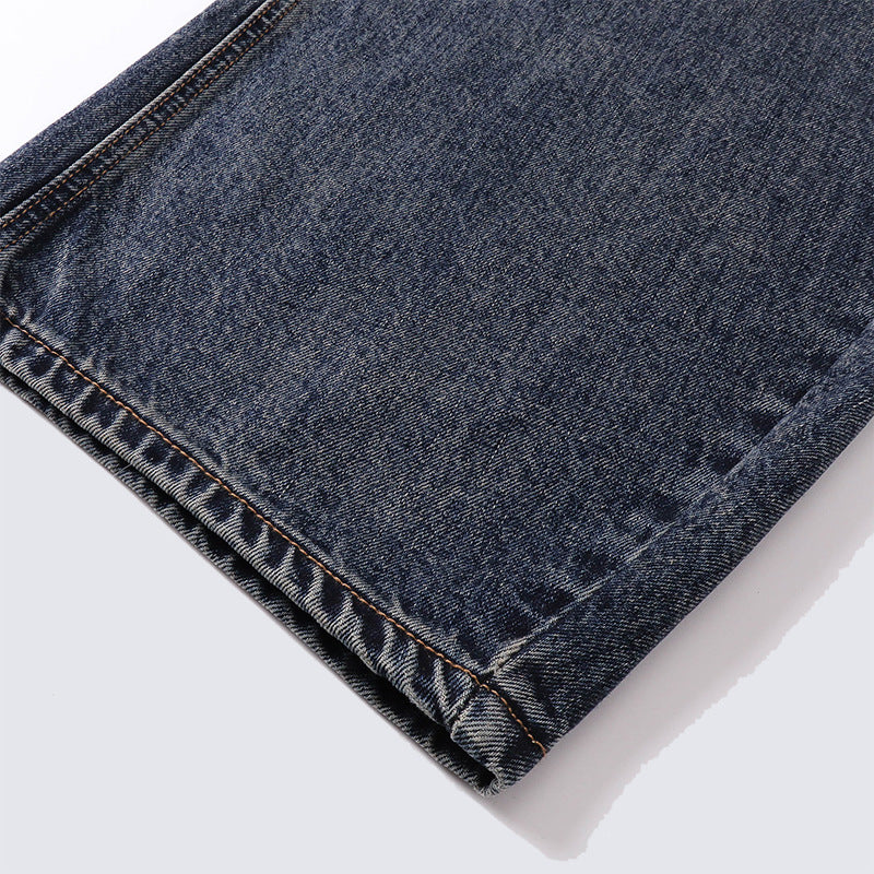 Loose Vintage Washed Jeans Men's straight-leg casual trousers Unique Patchwork Design High-quality Trendy