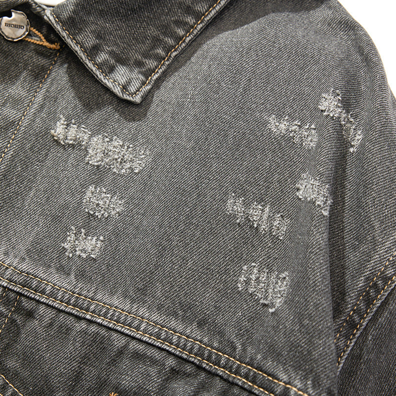 European and American High Street Fashion Trendy Brand Workwear Denim Jacket for Men2024Spring and Autumn Plus Size High-End Stylish Cool Jacket