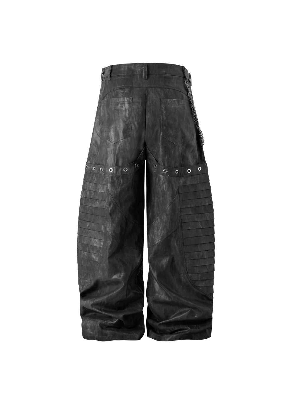 Dark Heavy Industry Structure Double Layer Structure Spliced Wide Leg Loose Frayed Tassel Distressed Jeans