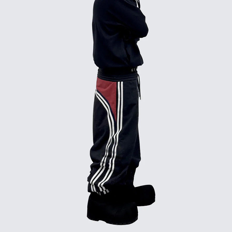 2025Three Stripes American Style Sweatpants Spring Autumn Sports High Street Wide Leg Long Pants Casual Trousers Trendy Versatile