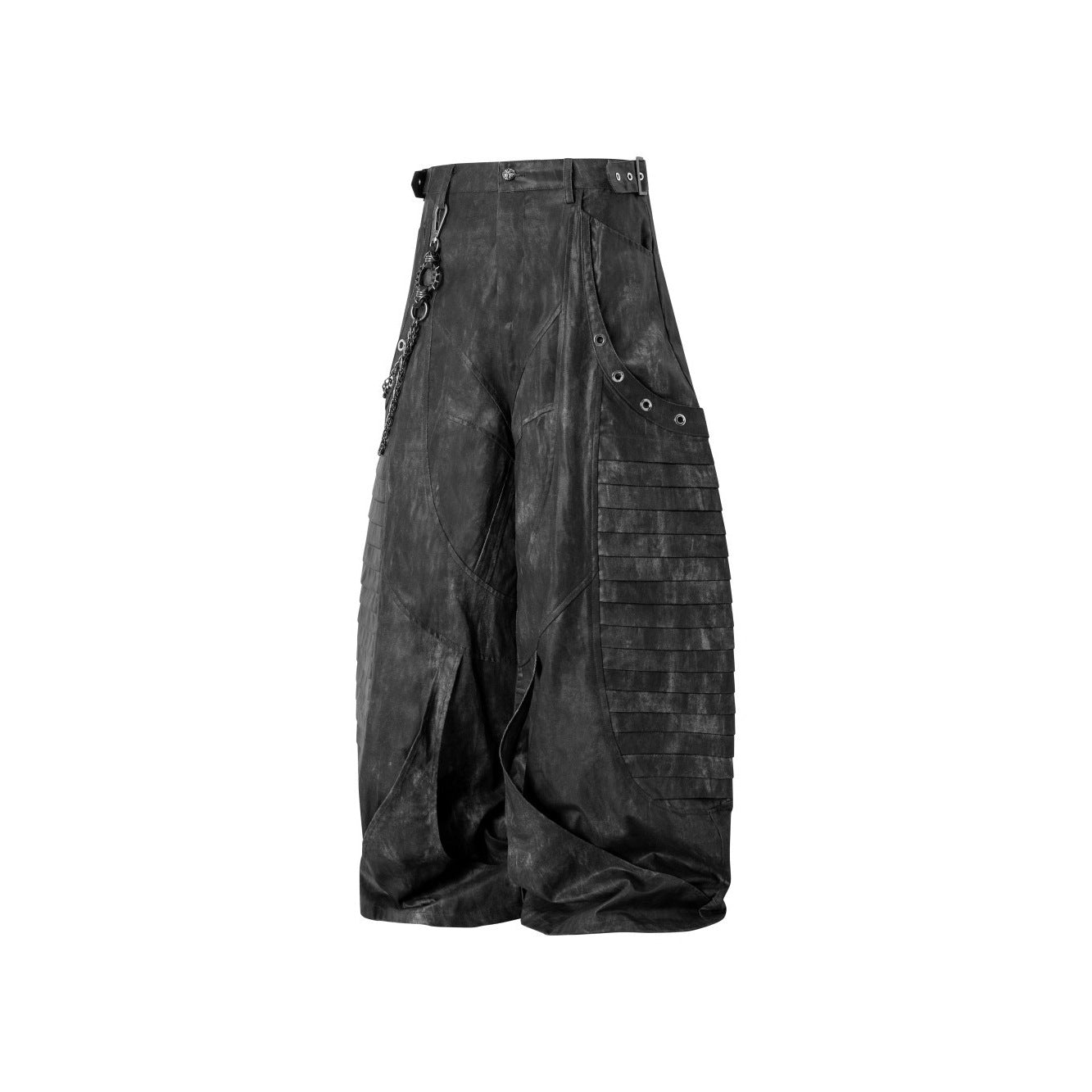 Dark Heavy Industry Structure Double Layer Structure Spliced Wide Leg Loose Frayed Tassel Distressed Jeans
