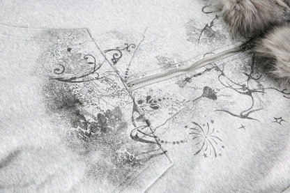 European and American Style Autumn Winter Fleece Hat Sweatshirt Hip Hop Printed Pattern Pullover Hoodie Street Fashion y2k Coat