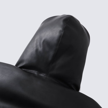 American fashion brand2025New Oversized Men's Hooded Flight Leather Jacket Trendy Street Retro