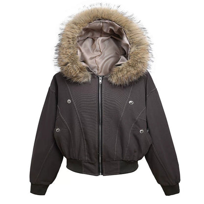 American Retro Autumn Winter Trendy Metal Buckle Design Men's Thickened Warm Hooded Cotton Jacket Long Sleeve