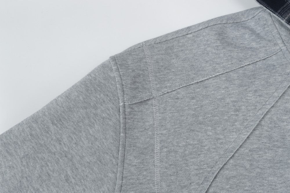 2025New Fake Two-Piece Distressed Plaid Patchwork Hooded Sweatshirt Unisex American Style Niche Loose Hoodie Trendy