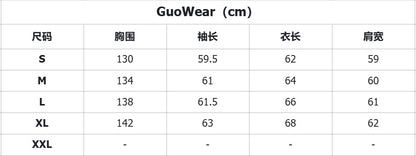GUO WEAR2024New Winter Washed Denim Cotton Jacket with Fleece Lining American Street Style Wasteland Cotton Jacket