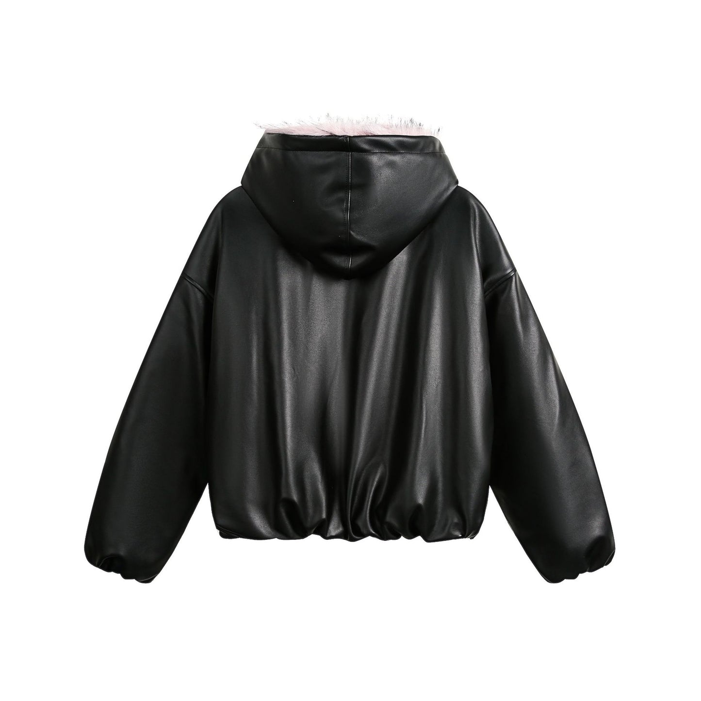 National Trend American Retro PU Padded Cotton Thickened Fur Collar Hooded Cotton Jacket Men's Winter Loose Versatile Cotton Coat