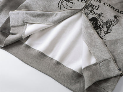 GUO WEAR  American Retro Hip-Hop Street Style Fur Collar Hooded Cardigan Sweatshirt for Men and Women, Autumn and Winter Trendy Brand