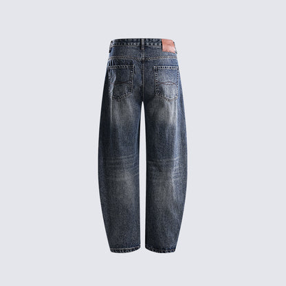 Loose Vintage Washed Jeans Men's straight-leg casual trousers Unique Patchwork Design High-quality Trendy