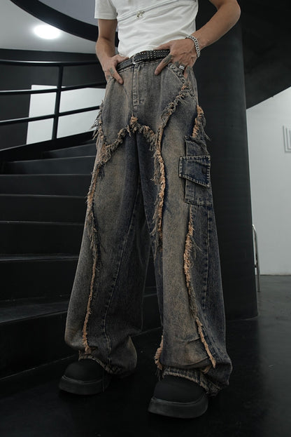 Star Design Sense Niche American Retro Jeans for Men ins Fashion Brand European and American High Street Pants Trendy Versatile Long Pants