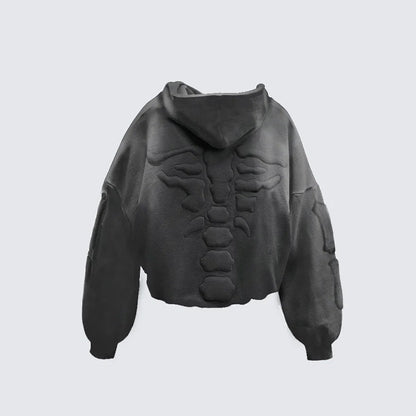 GUOWEAR Skeleton 3D Embroidery Hooded Sweatshirt American High Street Jacket Autumn Couple Hoodie Unisex Streetwear