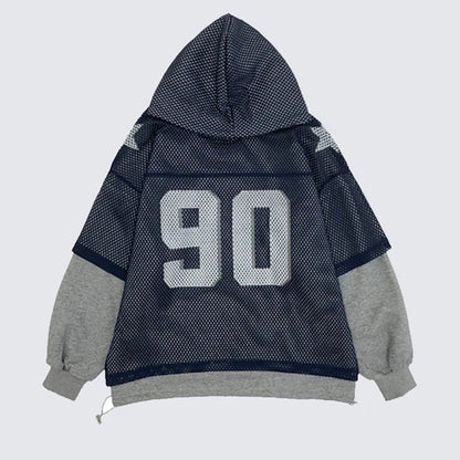 Trendy Loose Hooded Sweatshirt Jacket Mesh Digital Sports Casual Top Unisex Breathable