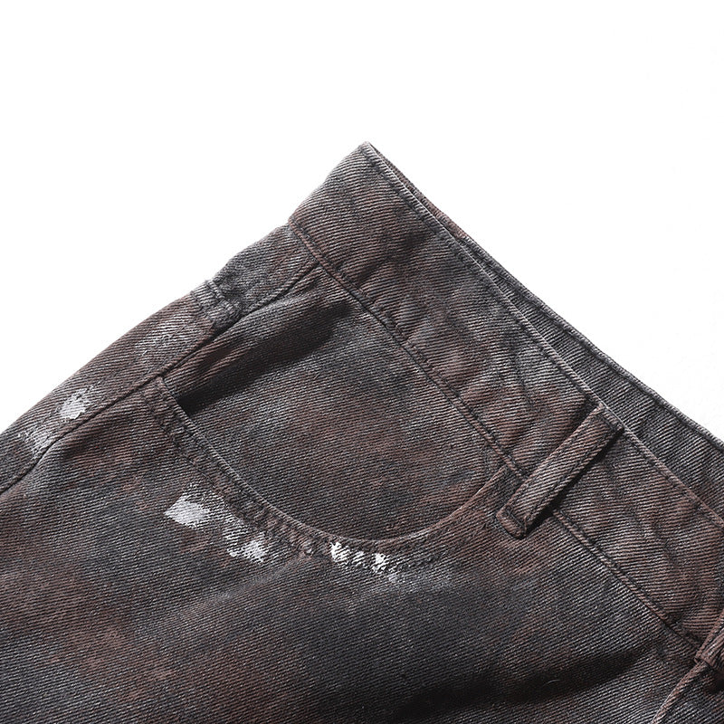 American-style Tie-dye Washed Vintage Loose Cargo Pants for Men Street Hip-Hop Jogger Jeans Trendy Designer Style