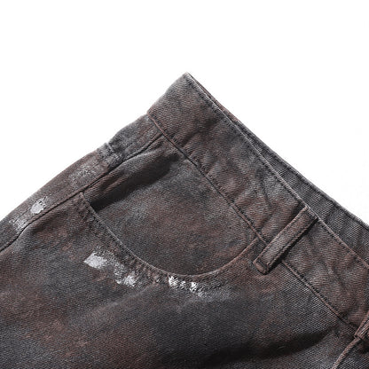 American-style Tie-dye Washed Vintage Loose Cargo Pants for Men Street Hip-Hop Jogger Jeans Trendy Designer Style