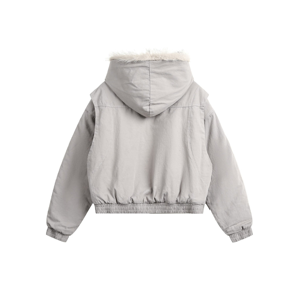 GUOWEAR Pearl Canvas Mountain Eagle Fleece-Lined Jacket American Street Wasteland Style Cotton Coat Men's Fleece-Lined Thickened Jacket