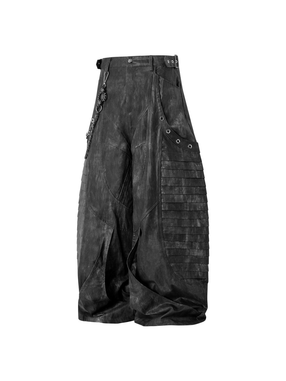 Dark Heavy Industry Structure Double Layer Structure Spliced Wide Leg Loose Frayed Tassel Distressed Jeans