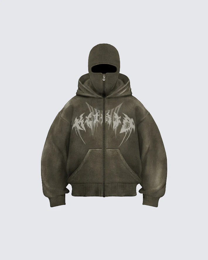 American Retro Street Zipper Hoodie Gothic Letter Star Sweatshirt for Men and Women2025New