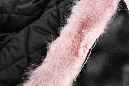 National Trend American Retro PU Padded Cotton Thickened Fur Collar Hooded Cotton Jacket Men's Winter Loose Versatile Cotton Coat