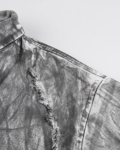 2025Autumn American High Street Heavy Craft Hand-painted Denim Jacket for Men and Women Retro Street Distressed Washed Jeans