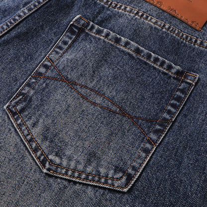 Loose Vintage Washed Jeans Men's straight-leg casual trousers Unique Patchwork Design High-quality Trendy