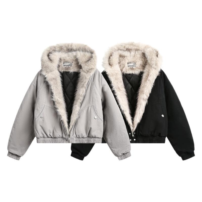 GUOWEAR Pearl Canvas Mountain Eagle Fleece-Lined Jacket American Street Wasteland Style Cotton Coat Men's Fleece-Lined Thickened Jacket