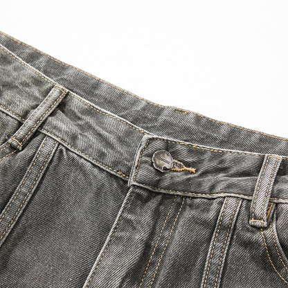 Distressed Jeans Loose Wide-Leg Straight Trendy Beggar Style Slimming High Street Design Niche Long Pants High Street Style