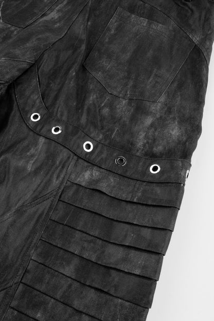 Dark Heavy Industry Structure Double Layer Structure Spliced Wide Leg Loose Frayed Tassel Distressed Jeans