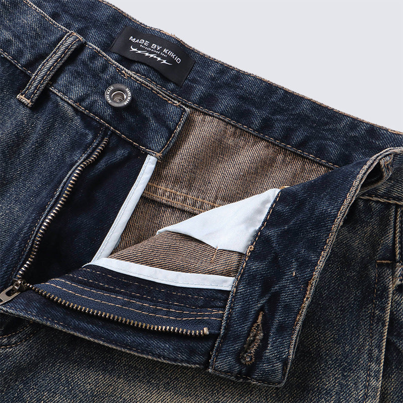 Washed High Waist Loose Jeans Unisex Trendy Casual Straight Wide Leg Pants Autumn Winter Versatile Long Washed Vintage