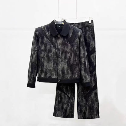 American Style Popular Street Retro Niche Patchwork Tie-Dye Washed Dot Check Jacket for Men Loose Fit INS Trendy Jacket